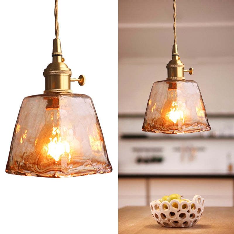LumiRetro - Retro LED Hanglampen van Gouden Metaal en Glas voor Slaapkamer, Woonkamer en Eetkamer