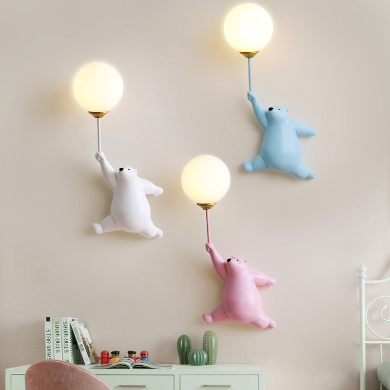 BearBright - LED Wandlamp in Wit/Blauw/Roze | Dierenthema voor Slaap-, Woon- en Kinderkamer