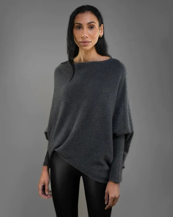 CloudDrape - Asymmetrische Dames Trui met Elegante Drapering