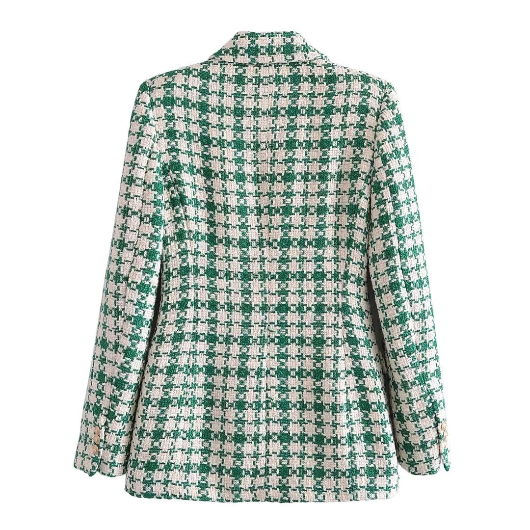 Mara & Liv - Geruite Tweed Blazer voor Dames