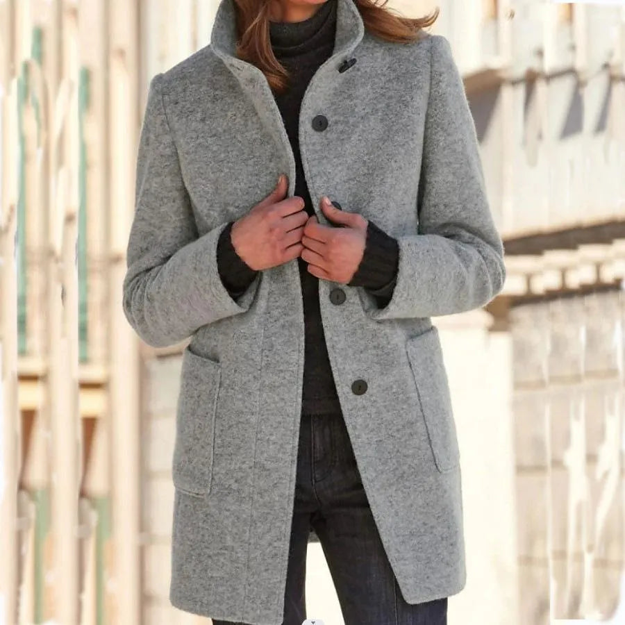 Sophie – Wol Jas met Knopen voor Dames | Stijlvol en Warm