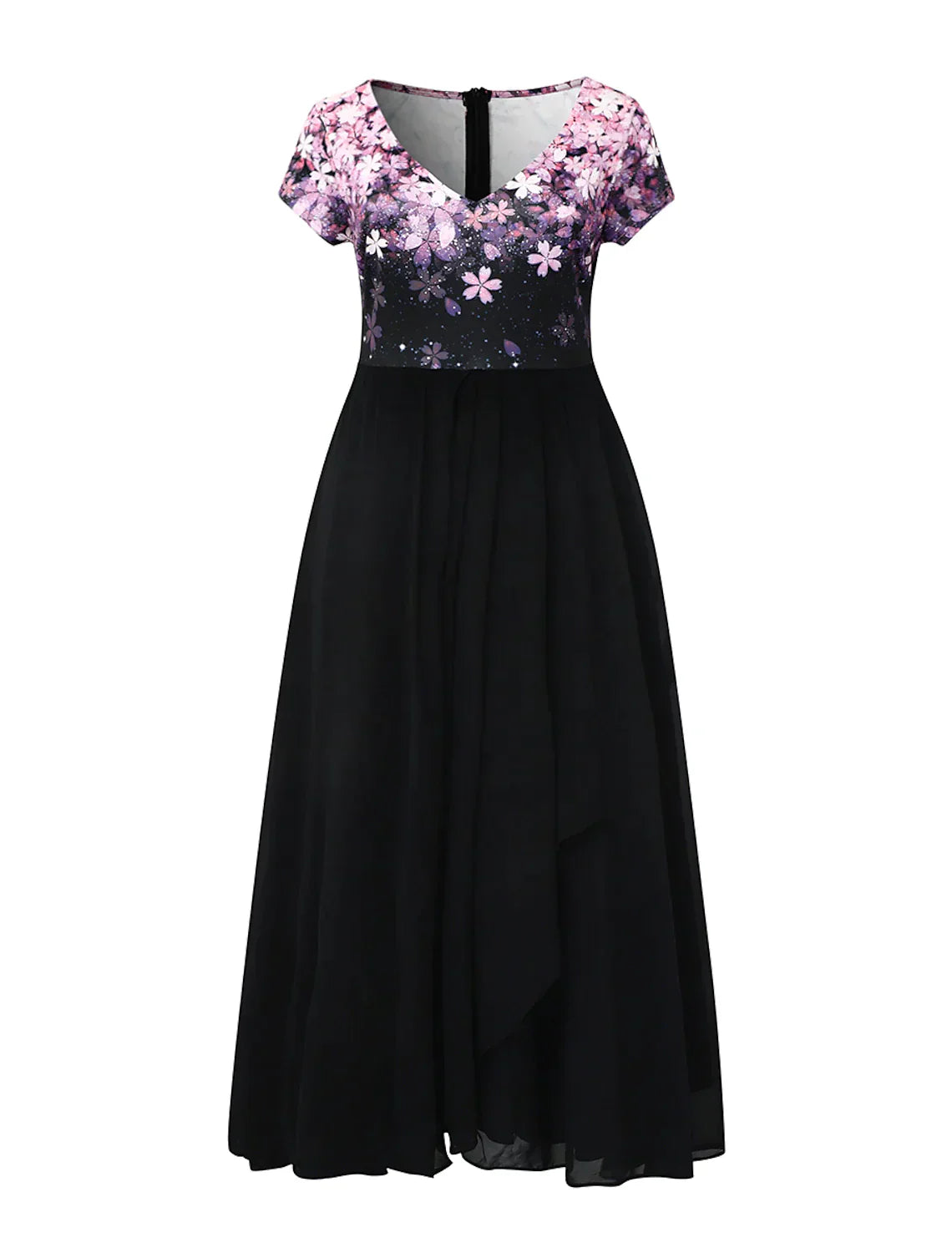 Carla - Elegante Midi Jurk met Bloemenkant