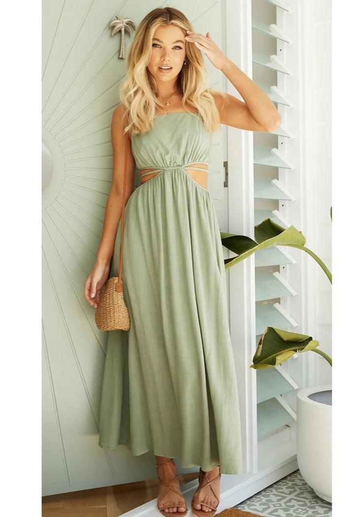 Lange Salie Groene Boho Zomerjurk | Stijlvolle Bohemian Jurk voor Warme Dagen
