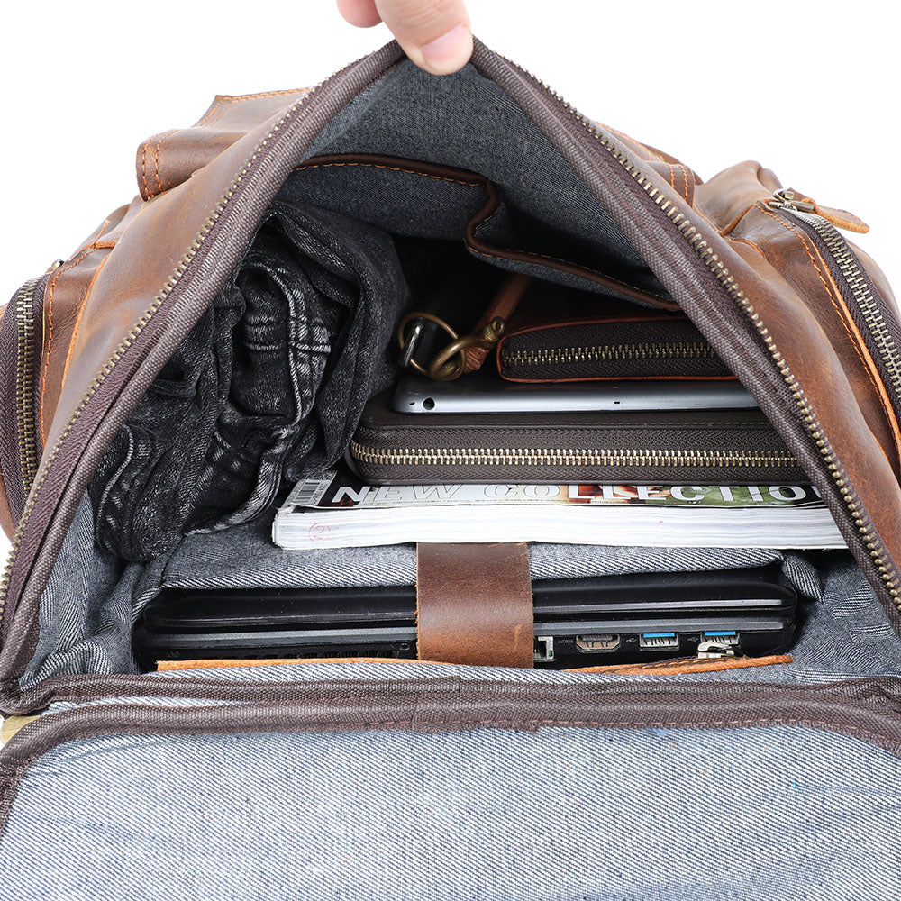 Leren Laptop Rugzak | TerraCraft – Duurzaam en Stijlvol voor Werk en Reizen