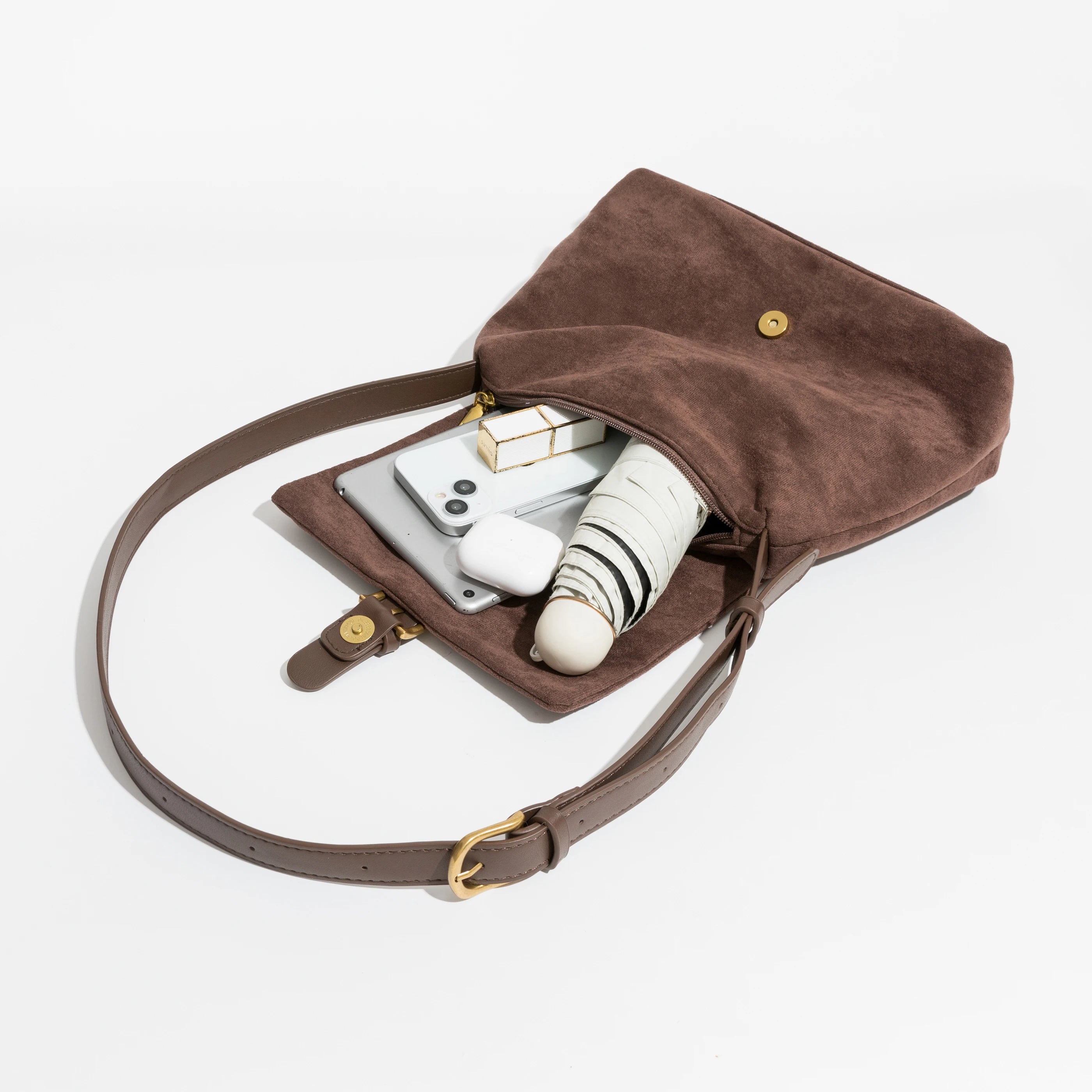 Elena - Suède Schoudertas voor Dames | Stijlvolle en Luxe Handtas
