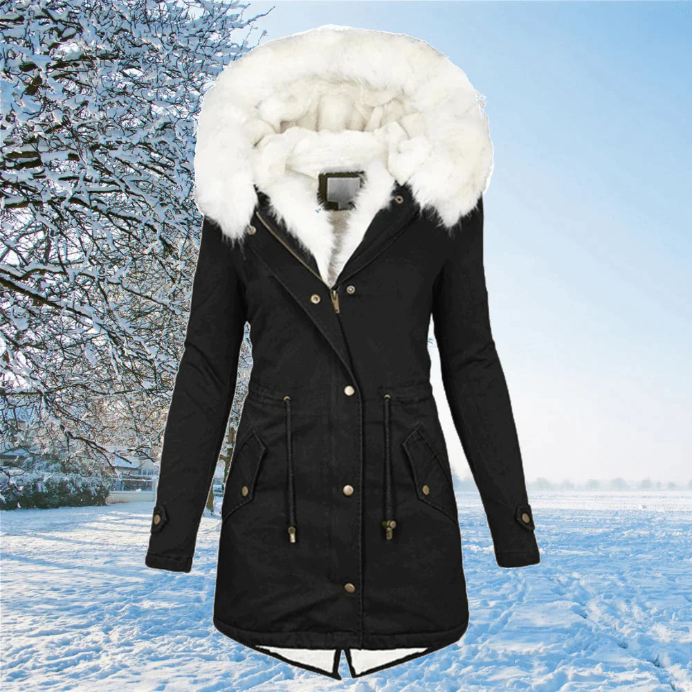 Elena Parka-Mantel met Capuchon en Bontvoering | Warme Damesjas voor de Winter