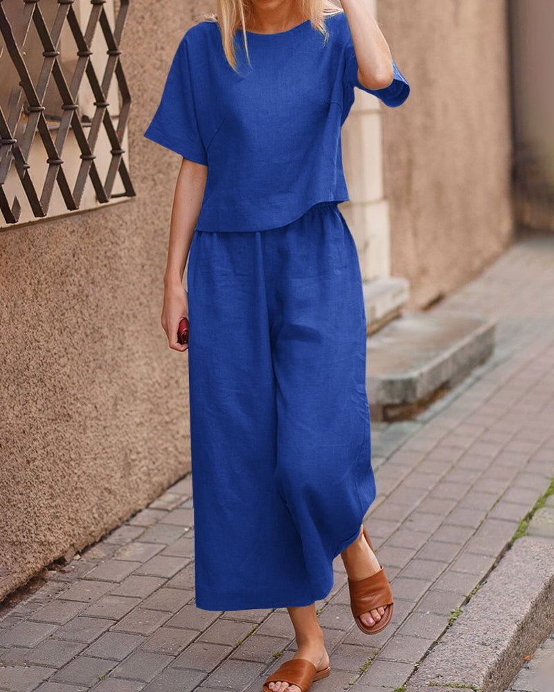 Alina - Modern Tweedelig Set met Fladdertop voor Dames | Stijlvol en Comfortabel Outfit