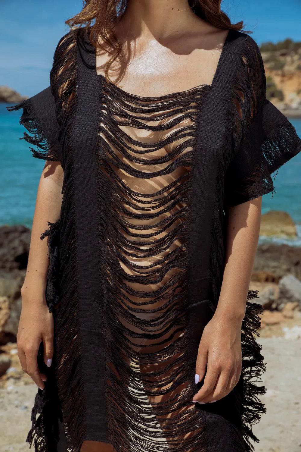 Zwarte Korte Strandjurk | Stijlvolle en Comfortabele Jurk voor Zomerse Dagen