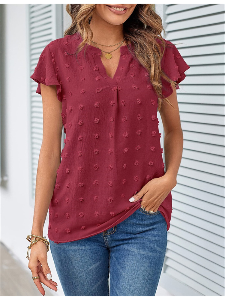 Emma - Witte Blouse met Stippen voor Dames | Stijlvolle en Elegante Blouse