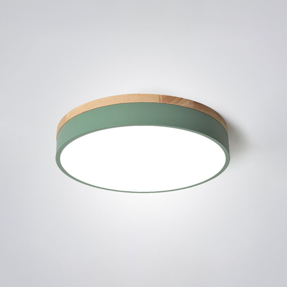 ScandiShade - Moderne Plafondlamp van Wit en Grijs Metaal met Houten Accenten voor Slaapkamer en Woonkamer