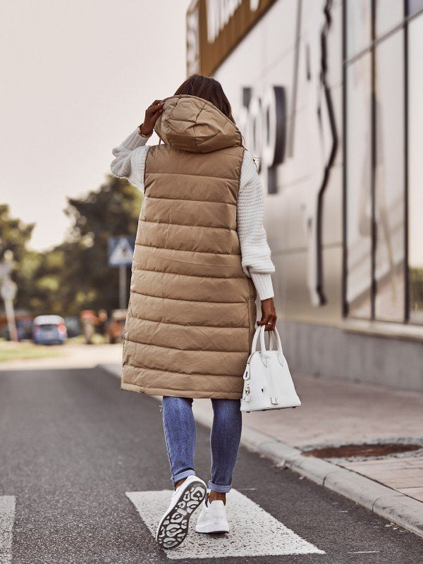 Noëlle - Gewatteerde Pufferbodywarmer met Capuchon voor Dames