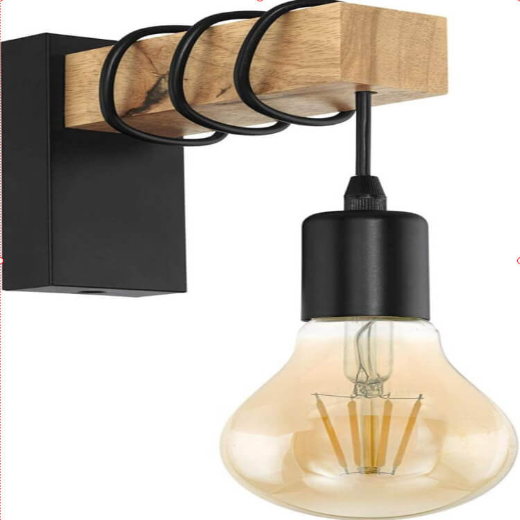 LumiGlobe - Wandlamp met Kunststof Lampenkap en Houten Arm