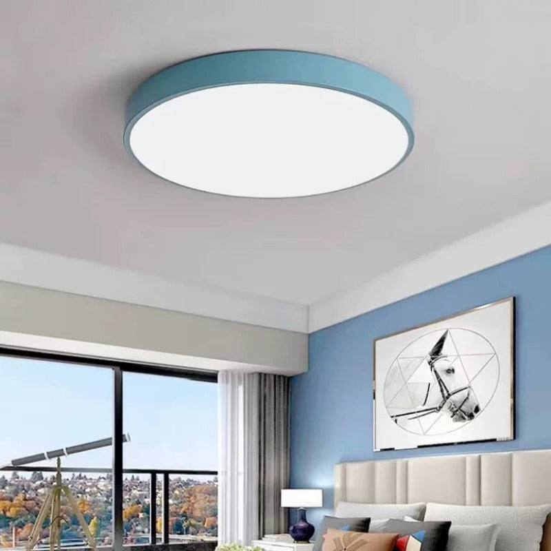 LumiRound Moderne Ronde LED Plafondlamp - Roze en Grijs Metalen Lamp voor Woonkamer