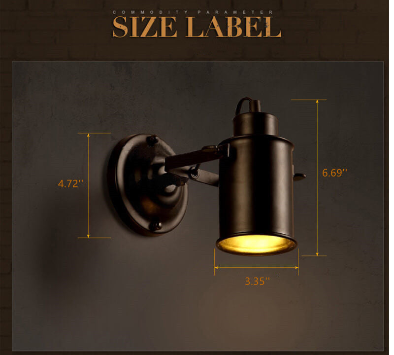 IronFlex - Verstelbare Wandlamp met Smeedijzeren Lampenkap en Cilindrische Arm