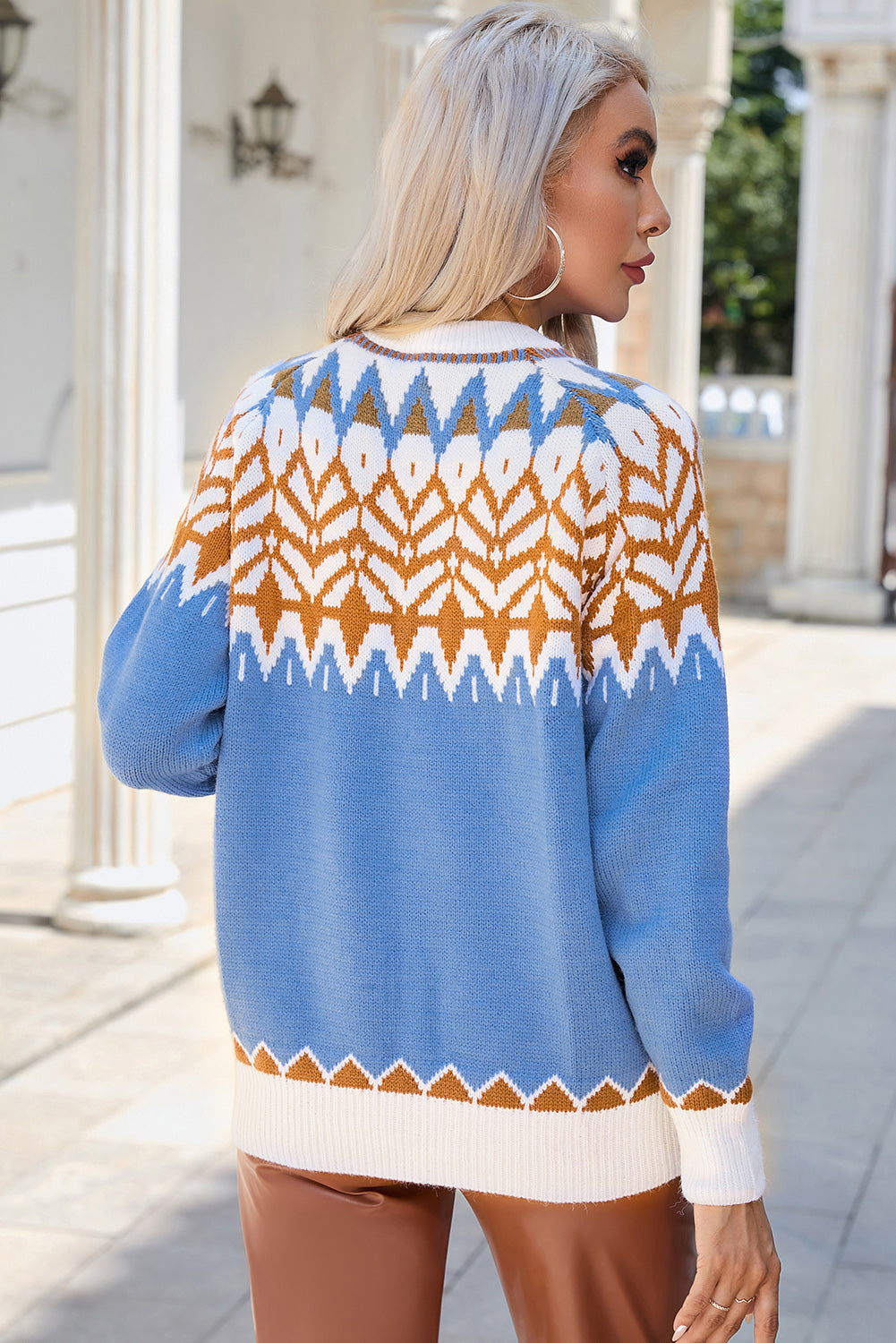 Kira - Warme Trui met Geometrische Winterprint voor Dames