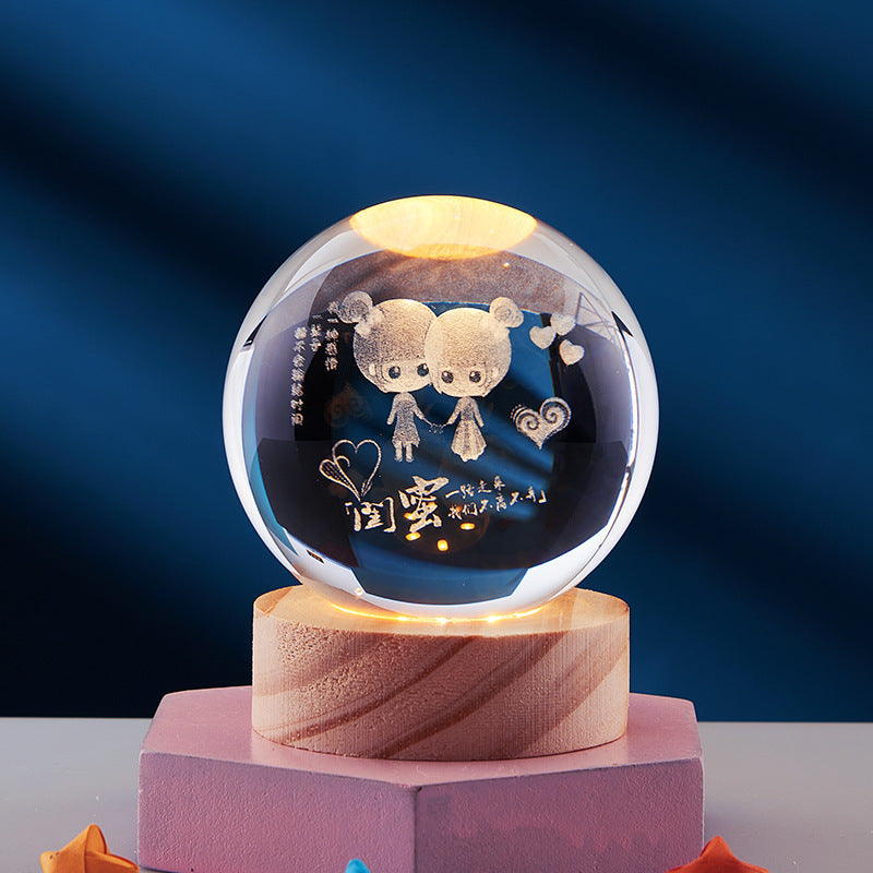 CrystalGlow - 3D Kristallen Nachtlamp met LED Verlichting voor Sfeervol Interieur