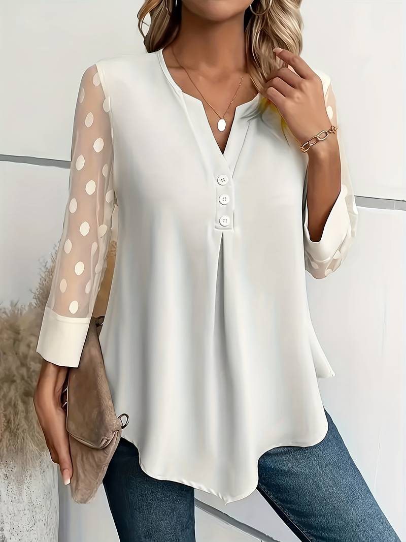 Yara - Elegante Lange Mouw Top met Subtiele Details voor Dames