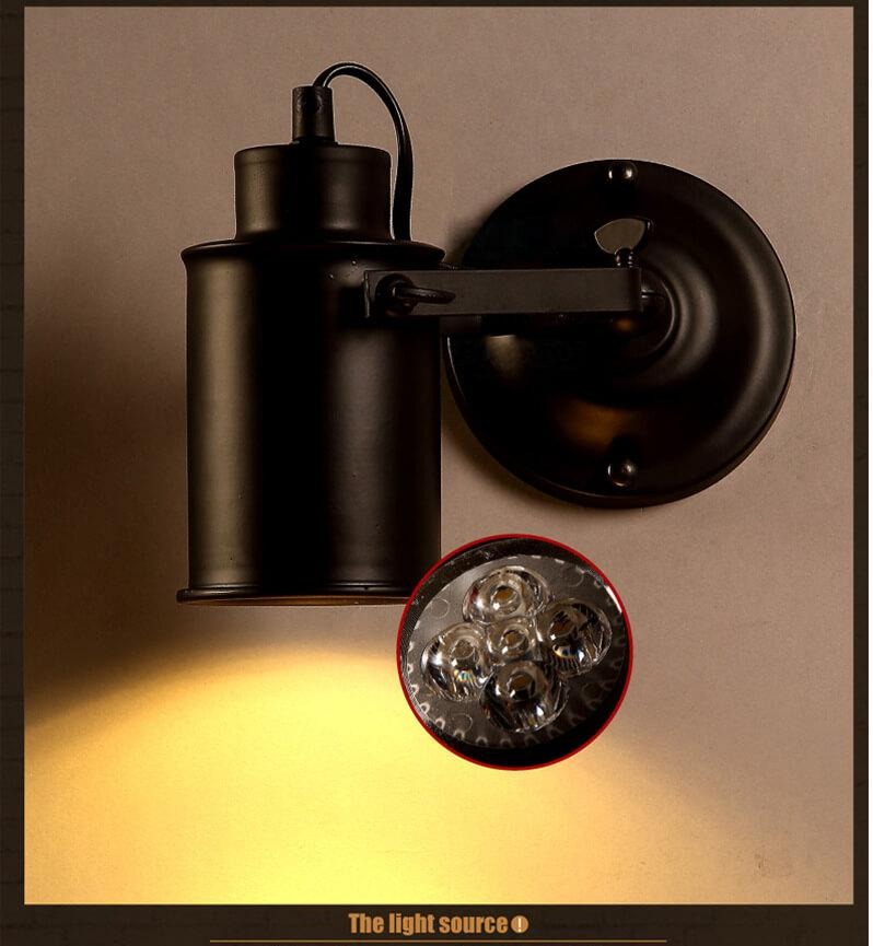IronFlex - Verstelbare Wandlamp met Smeedijzeren Lampenkap en Cilindrische Arm