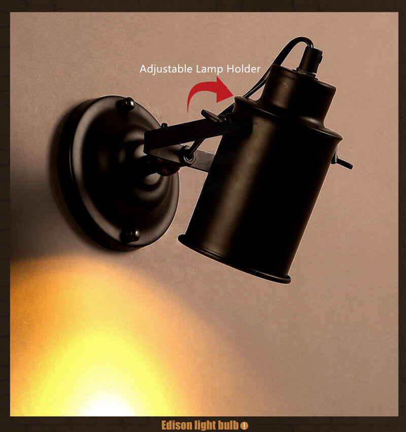 IronFlex - Verstelbare Wandlamp met Smeedijzeren Lampenkap en Cilindrische Arm