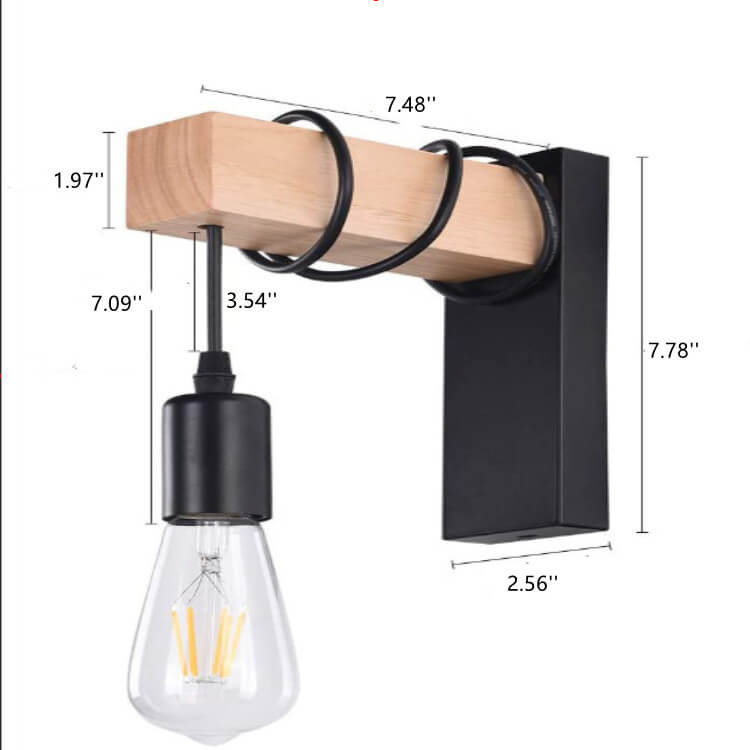 LumiGlobe - Wandlamp met Kunststof Lampenkap en Houten Arm