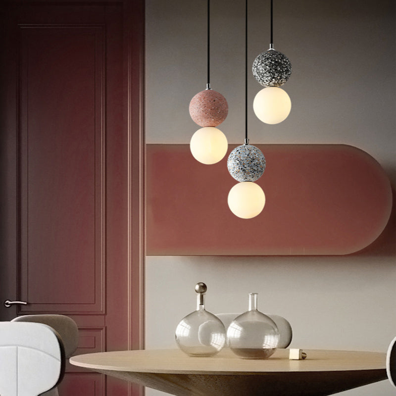 LumiSphere Kleine LED Hanglampen - Zwart Wit Glazen Bollen voor Eettafel en Woonkamer