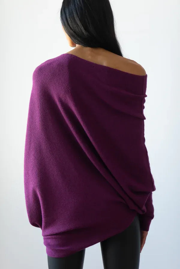 CloudDrape - Asymmetrische Dames Trui met Elegante Drapering