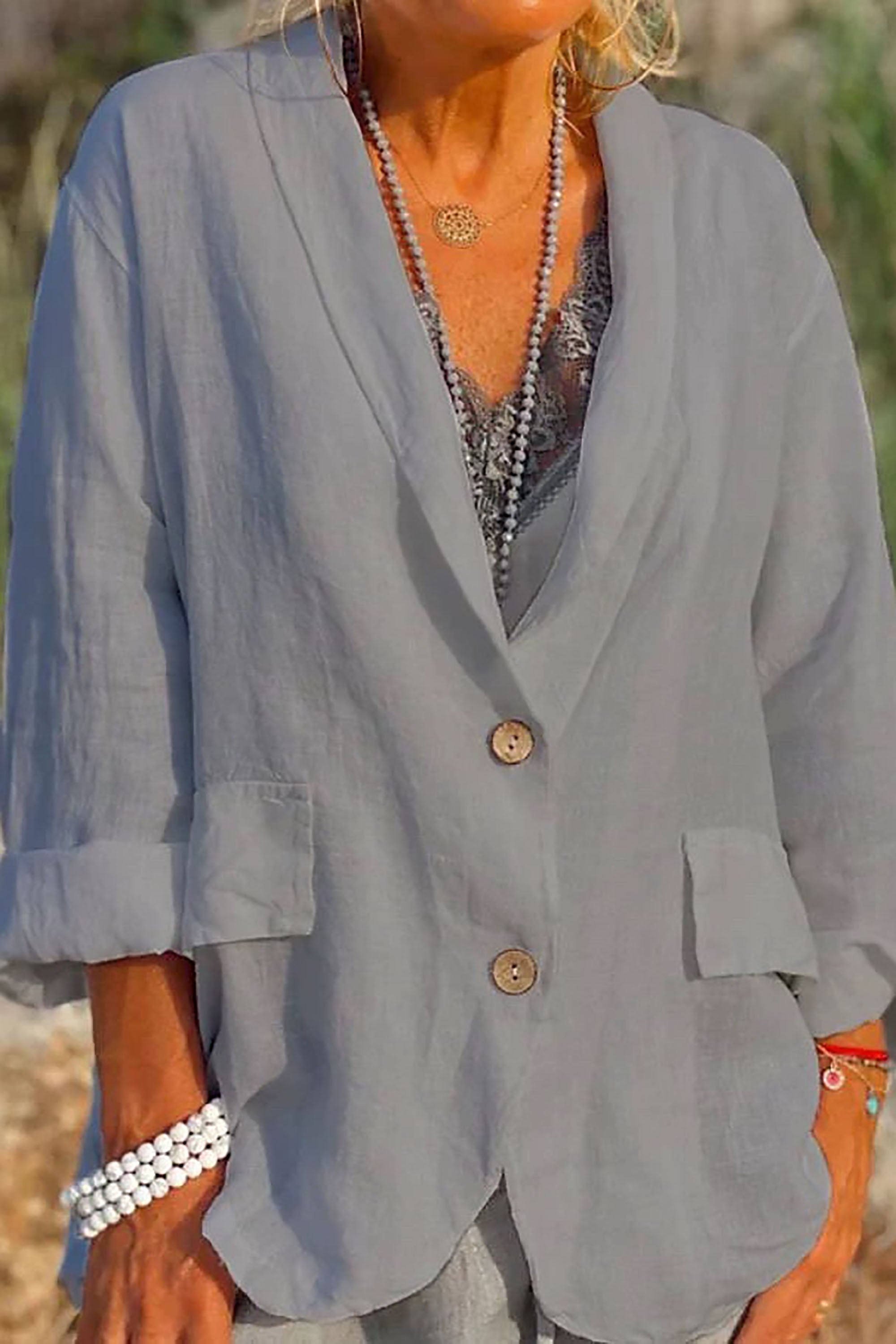 Isabelle - Luchtige Linnenjas voor Dames met Knoopsluiting | Stijlvolle en Comfortabele Zomerjas