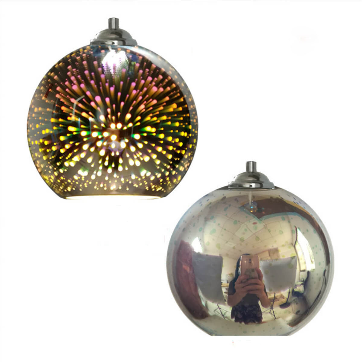LichtSpectra - Moderne 3D Kleurrijke Vuurwerk Glas Hanglamp met 1 Lichtpunt