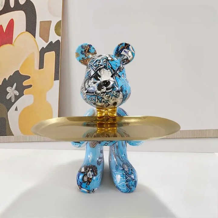 ArtBear - Berenstandbeeld met Decoratief Dienblad | Stijlvol en Functioneel Woonaccessoire