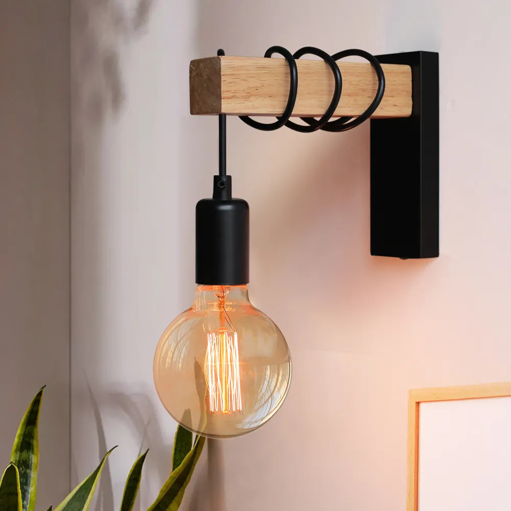 RusticGlow - Wandlamp van Hout en IJzer | Sfeervolle Verlichting voor Industrieel Interieur