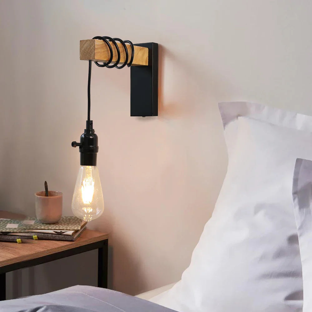 RusticGlow - Wandlamp van Hout en IJzer | Sfeervolle Verlichting voor Industrieel Interieur