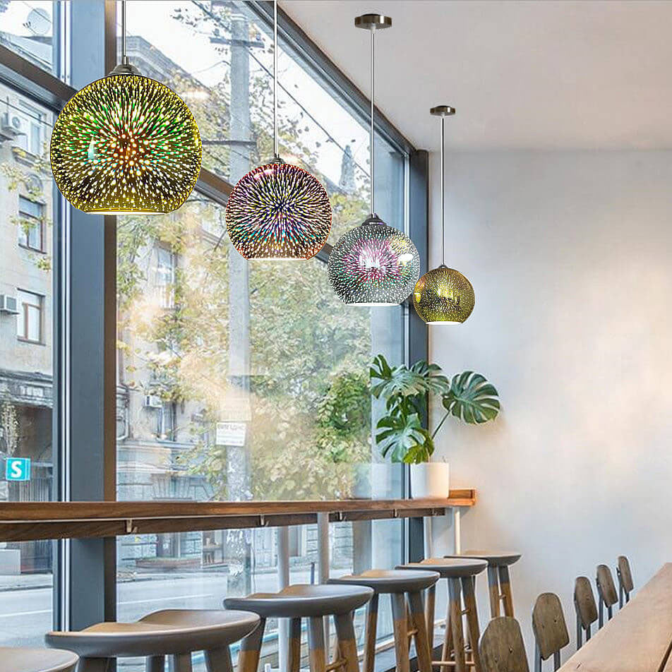 LichtSpectra - Moderne 3D Kleurrijke Vuurwerk Glas Hanglamp met 1 Lichtpunt