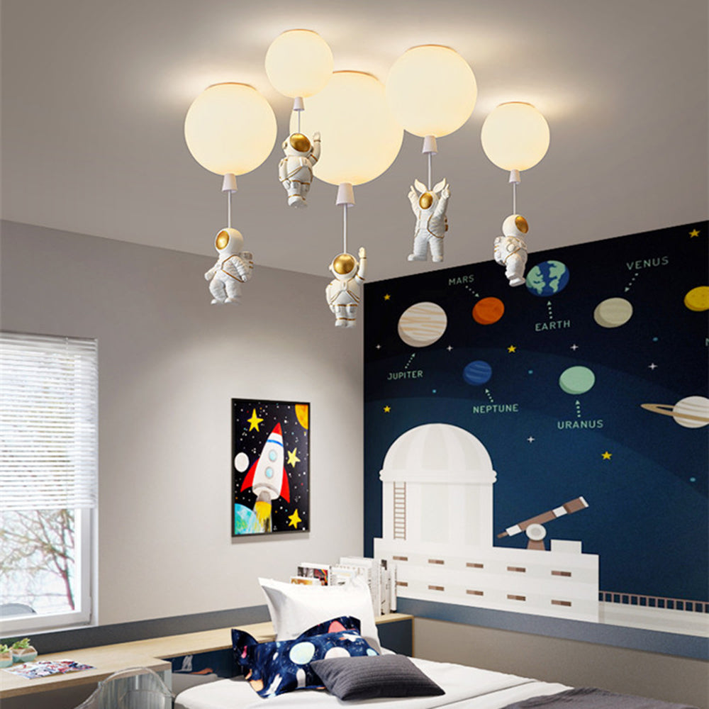 LunarAstral Moderne LED Plafondlamp - Maan en Astronaut Design van Acryl voor Slaapkamer en Kinderkamer