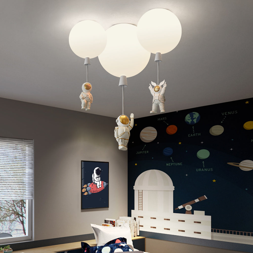 LunarAstral Moderne LED Plafondlamp - Maan en Astronaut Design van Acryl voor Slaapkamer en Kinderkamer
