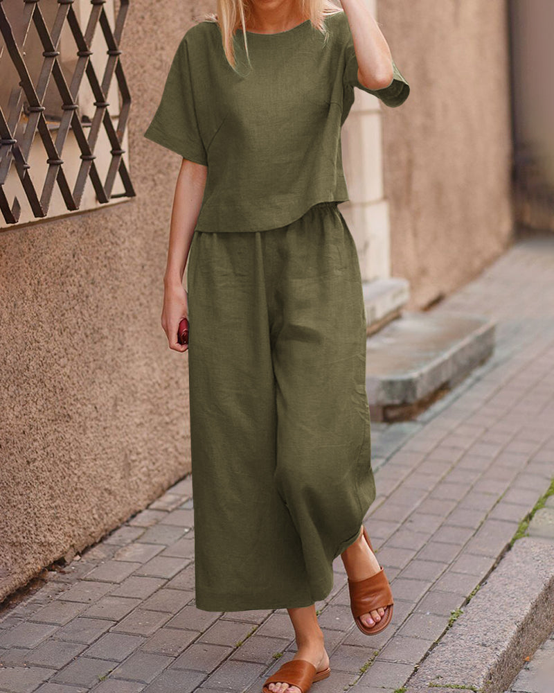Alina - Modern Tweedelig Set met Fladdertop voor Dames | Stijlvol en Comfortabel Outfit