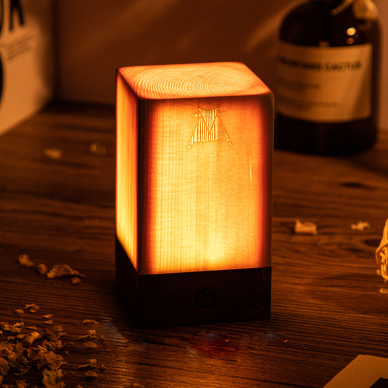 WoodGlow - Tafellamp met Ingebouwde Batterij en Touch Control LED-verlichting | Perfect voor Slaapkamer en Bureau