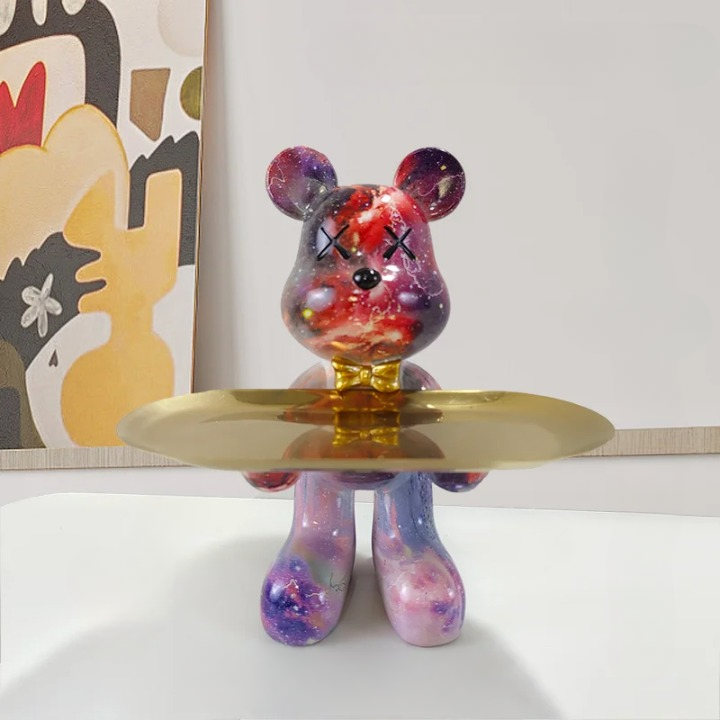 ArtBear - Berenstandbeeld met Decoratief Dienblad | Stijlvol en Functioneel Woonaccessoire