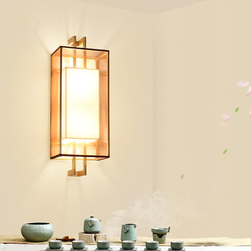 LuxeArt - Minimalistische wandlamp met één lichtpunt en stoffen kap geïnspireerd op Chinese elementen