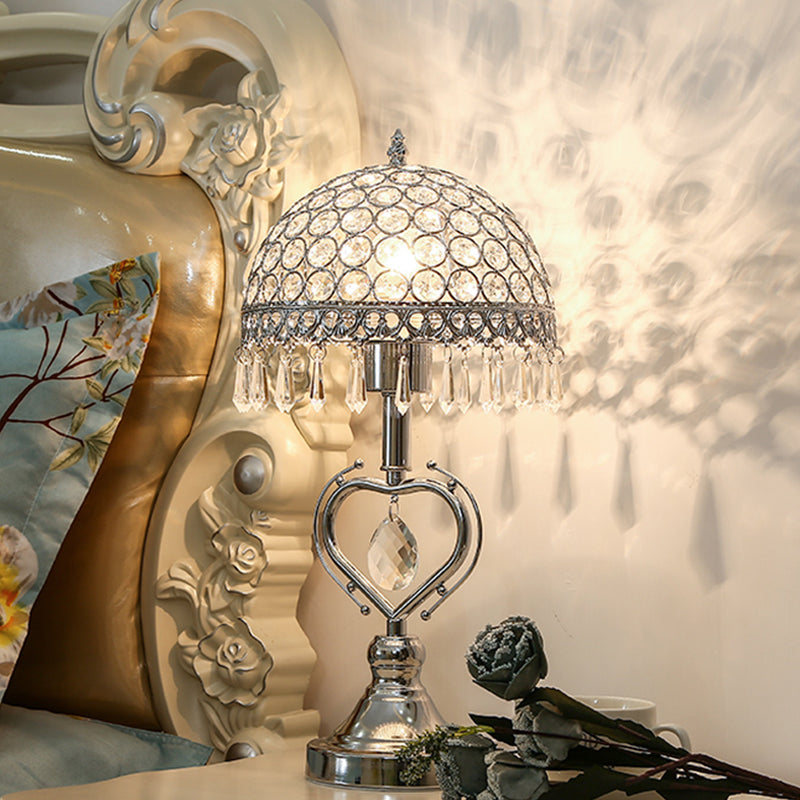 Luxe Halfronde Tafellamp met Kristallen Ingelegde Druppels - Stijlvolle Verlichting voor Woonkamer en Slaapkamer