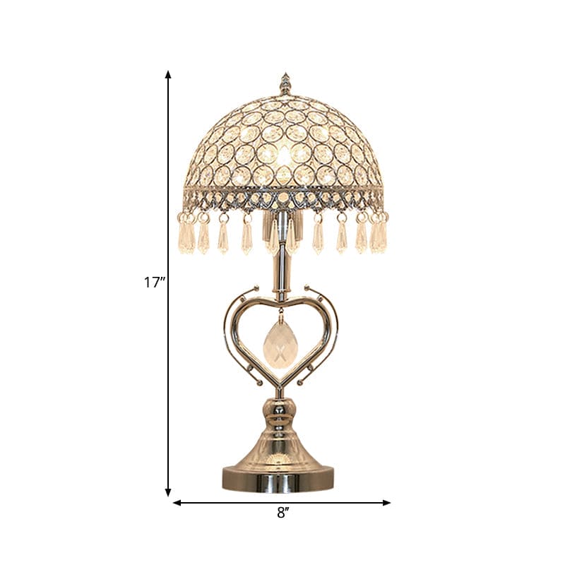 Luxe Halfronde Tafellamp met Kristallen Ingelegde Druppels - Stijlvolle Verlichting voor Woonkamer en Slaapkamer