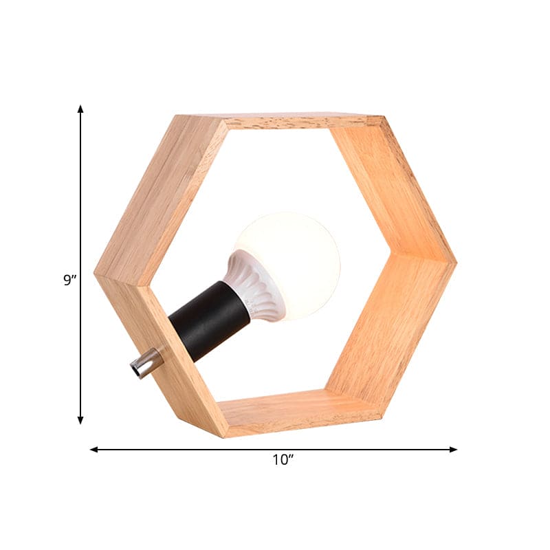 WoodHex - Stijlvolle Zeshoekige Houten Tafellamp voor Warme Ambiance