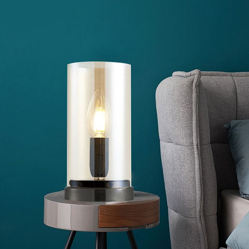 EvaLicht - Zwarte Industriële Glazen Tafellamp | Moderne Verlichting voor Woonkamers