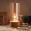 CylindroLicht - Stijlvolle Cilindervormige Tafellamp met Houten Voet | Moderne Verlichting voor Slaapkamer en Woonkamer