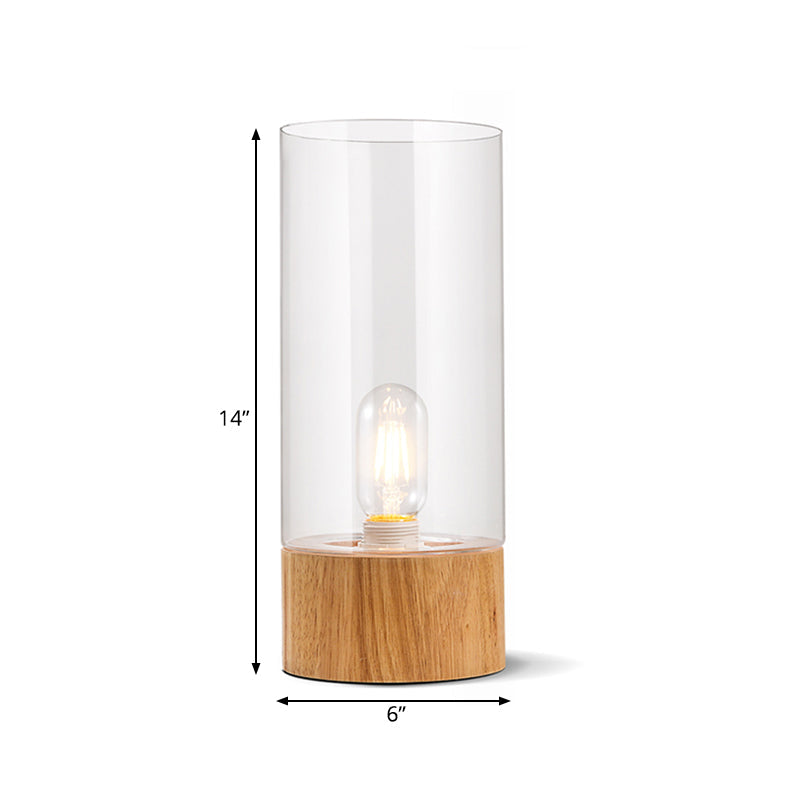CylindroLicht - Stijlvolle Cilindervormige Tafellamp met Houten Voet | Moderne Verlichting voor Slaapkamer en Woonkamer