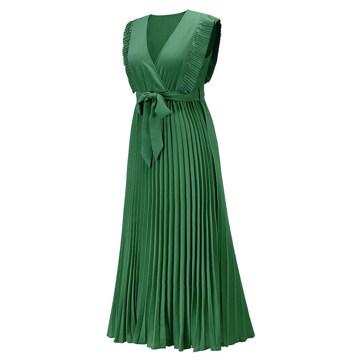 Groene Boho Feestjurk voor Bruiloftsgasten met V-Hals | Stijlvolle Bohemian Jurk voor Elke Gelegenheid