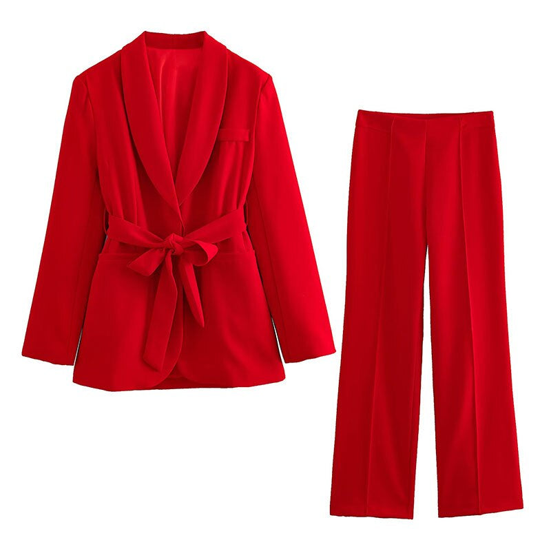 Zamira 2-delige damespak | Elegante Blazer met Riem en Bijpassende Pantalon