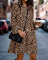 Panthera - Comfortabel Langarmig Jurk met Luipaardprint