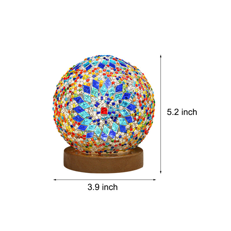 MozaGlow - Sferische LED Dimbare Glazen Bohemian Barok Tafellamp | Mozaïek Nachtlicht 3.9"