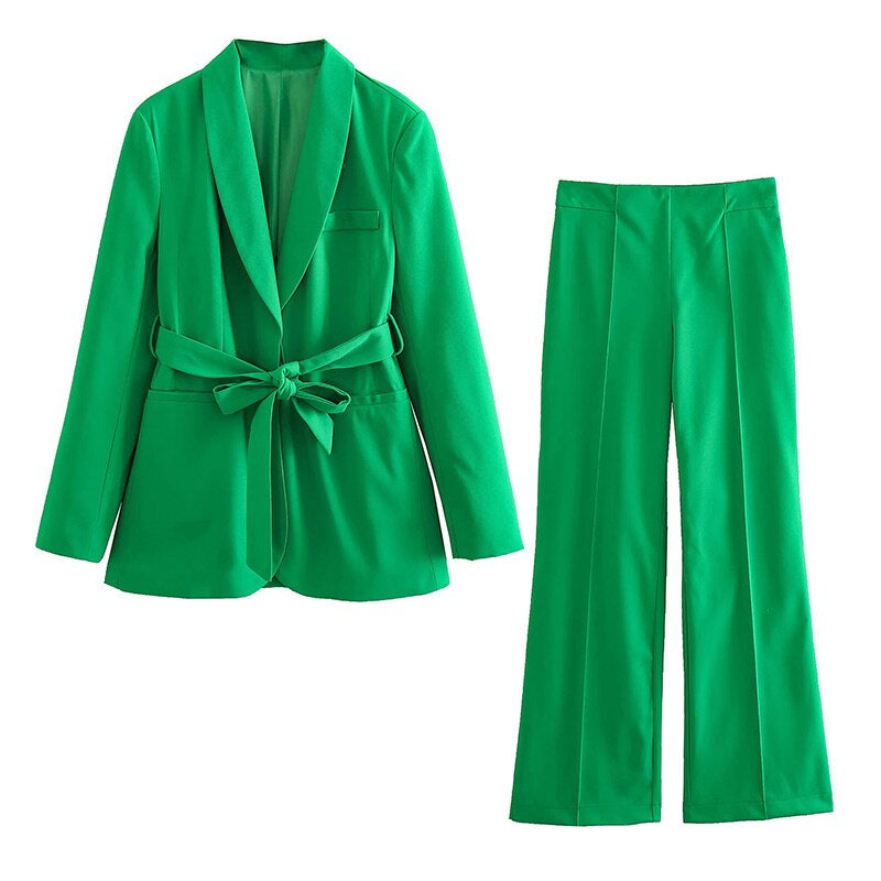 Zamira 2-delige damespak | Elegante Blazer met Riem en Bijpassende Pantalon
