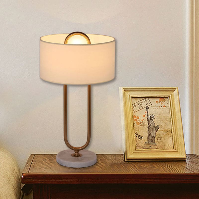 Witte Trommel Nachtkastlamp met Ovale Staander | Stijlvolle Sfeerverlichting voor Slaapkamer en Woonkamer